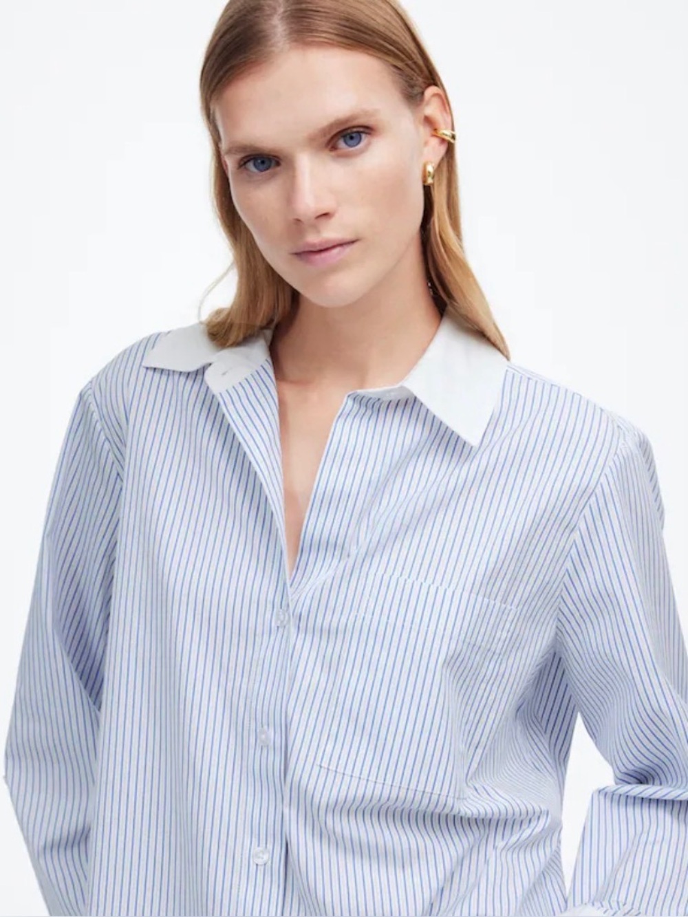 Like New Madewell Easy Y Neck Button Up Shirt  size Medium